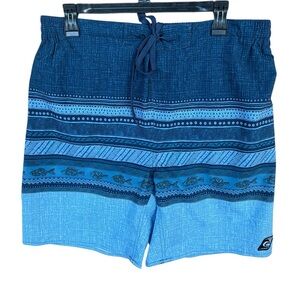 Laguna B Blue Board Shorts with Geometric Pattern